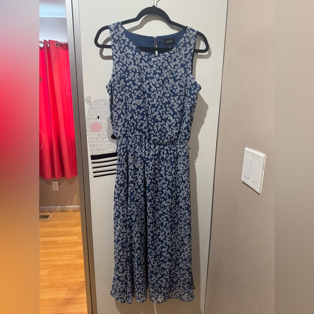 MSK Navy Floral Maxi Dress